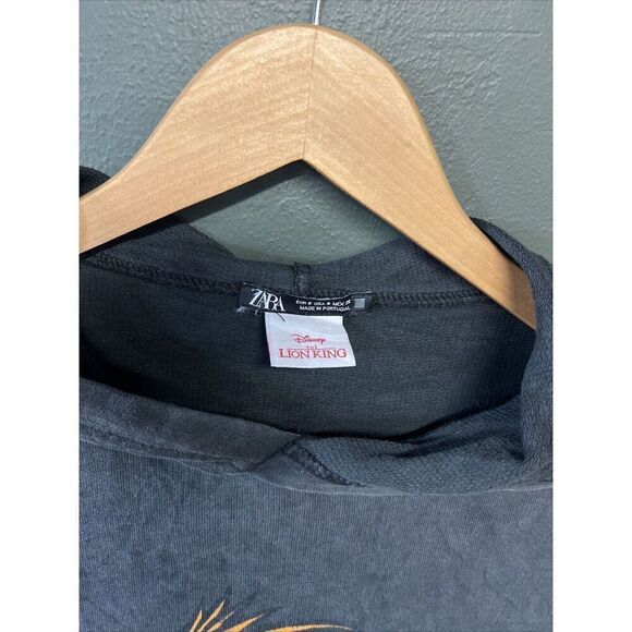 Zara Disney Lion King Simba Long Sleeves Oversized Gray Marble Hoodie Sz Small - Picture 2 of 4